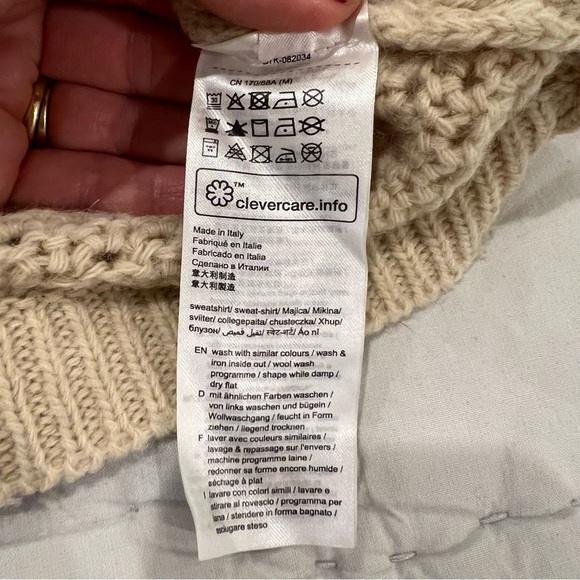 Esprit Womens Crochet Open Knit Wool Alpaca Blend Top M Cream Boho Made In Italy - Picture 6 of 10